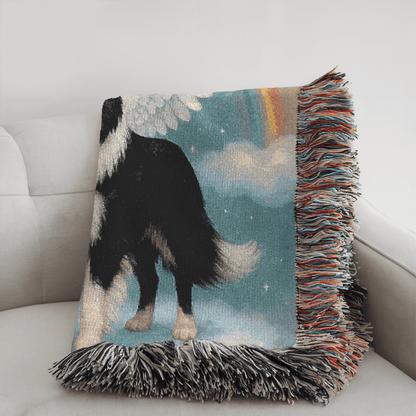 Printify Blanket Border Collie Angel Memorial Woven Blanket