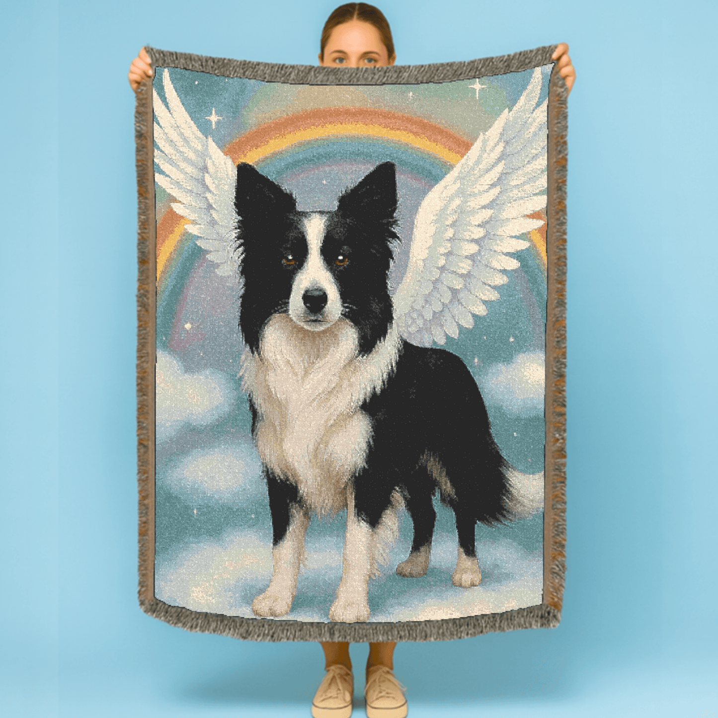 Printify Blanket Border Collie Angel Memorial Woven Blanket