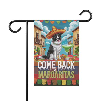 Printify Home Decor 12'' × 18'' Border Collie Dog Garden Flag, Cinco de Mayo Fiesta Margarita Drinking Front Yard