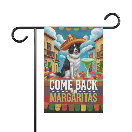 Printify Home Decor 12'' × 18'' Border Collie Dog Garden Flag, Cinco de Mayo Fiesta Margarita Drinking Front Yard