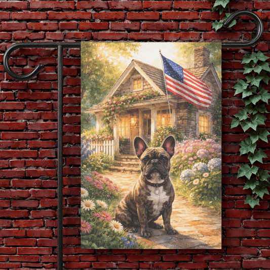 Brindle French Bulldog American USA Garden Flag 12'' × 18''