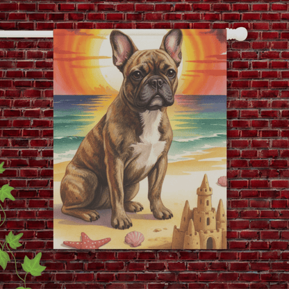 Brindle French Bulldog Beach Garden Flag 24.5'' × 32''