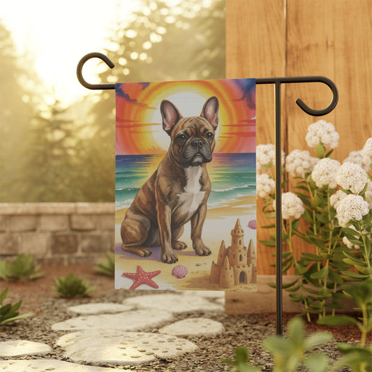 Brindle French Bulldog Beach Garden Flag