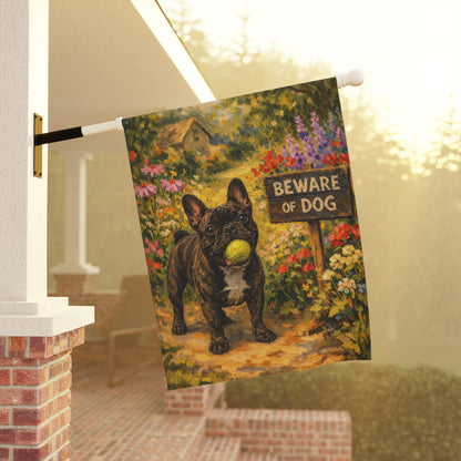 Personalized Frenchie Beware of Dog Funny Garden Flag