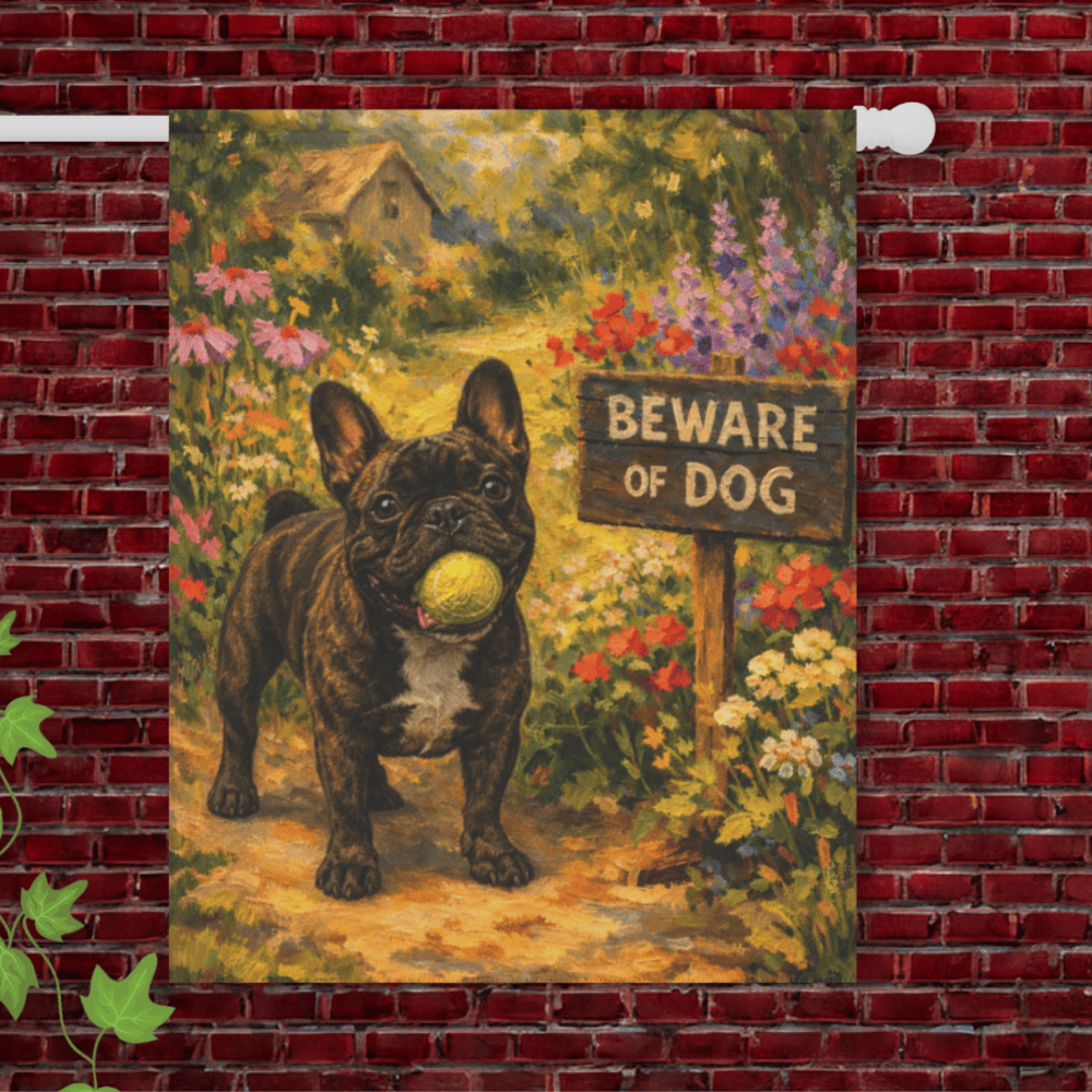Personalized Frenchie Beware of Dog Funny Garden Flag