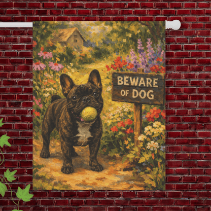 Personalized Frenchie Beware of Dog Funny Garden Flag