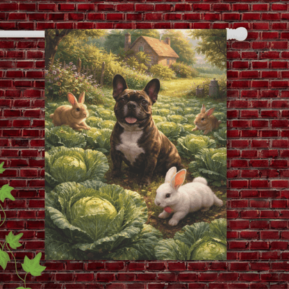 Brindle French Bulldog Cabbage Patch Gardening Garden Flag 24.5'' × 32''