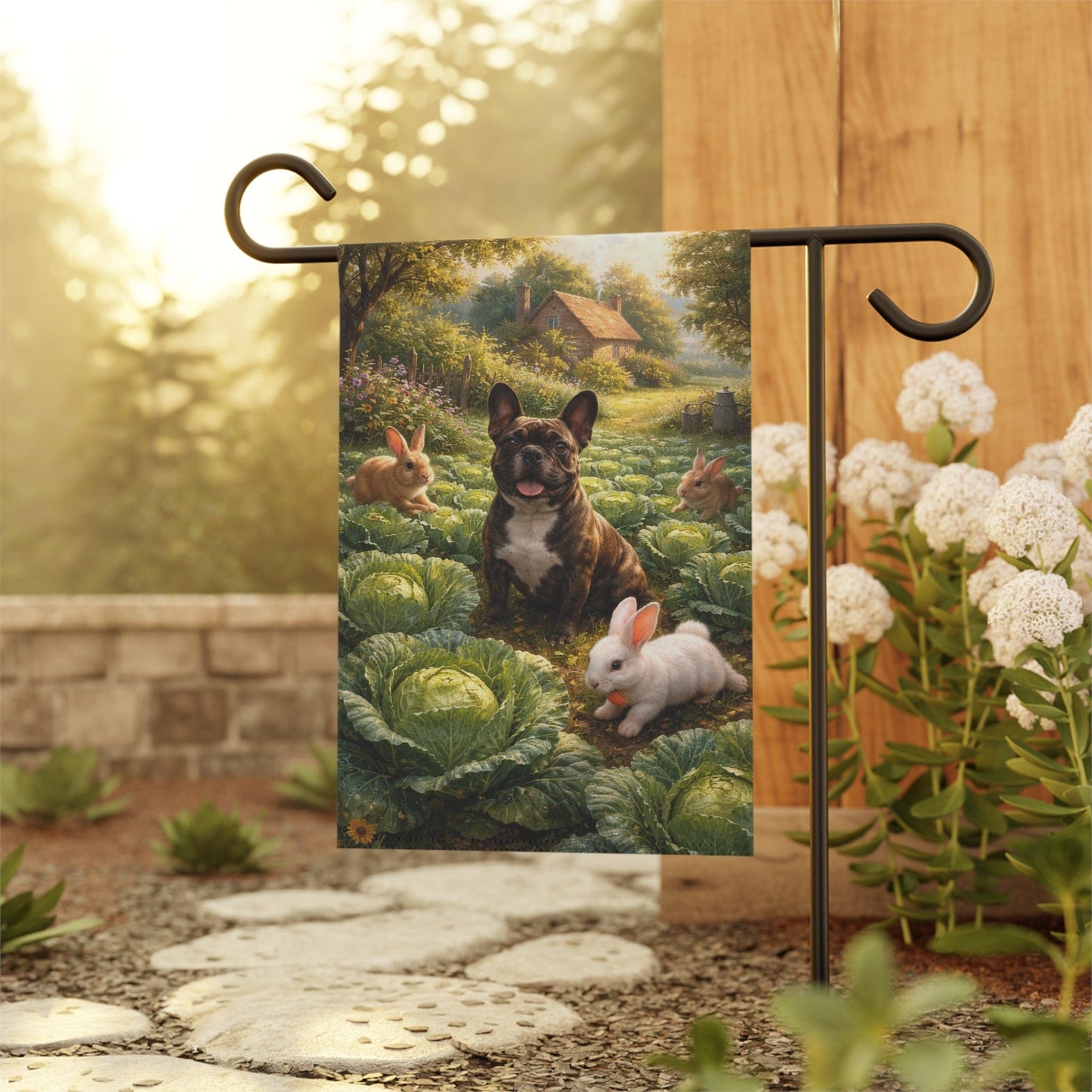 Brindle French Bulldog Cabbage Patch Gardening Garden Flag
