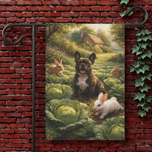 Brindle French Bulldog Cabbage Patch Gardening Garden Flag 12'' × 18''