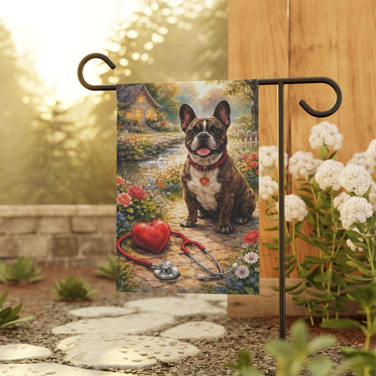 Brindle Frenchie Cardiologist Heart Health Garden Flag