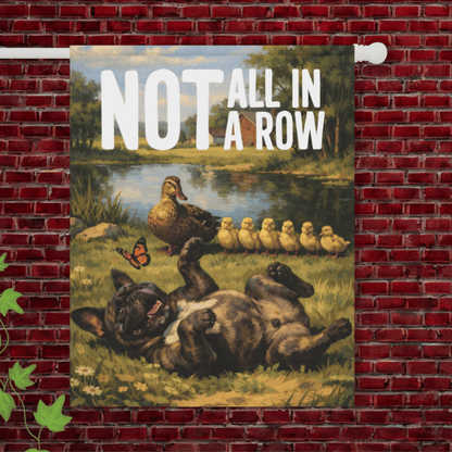 Brindle French Bulldog Ducks in a Row Garden Flag 24.5'' × 32''