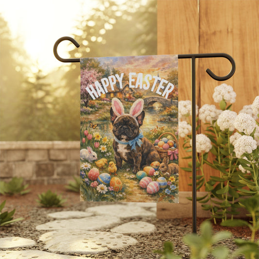 Personalized Frenchie Elegant Easter Garden Flag
