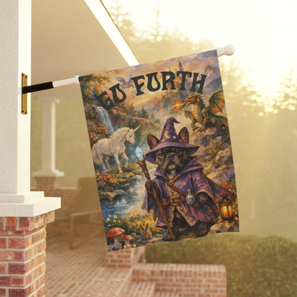 Brindle French Bulldog Fantasy Dragon Unicorn Garden Flag