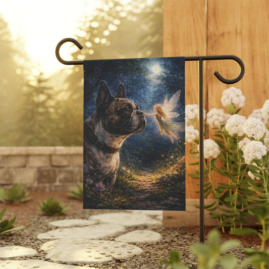 Brindle French Bulldog Fantasy Fairy Garden Flag