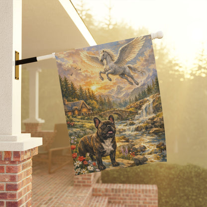 Brindle French Bulldog Fantasy Pegasus Garden Flag