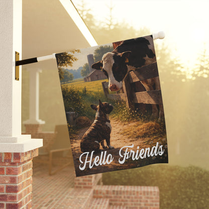 Brindle French Bulldog Farm Cows Yard Garden Flag