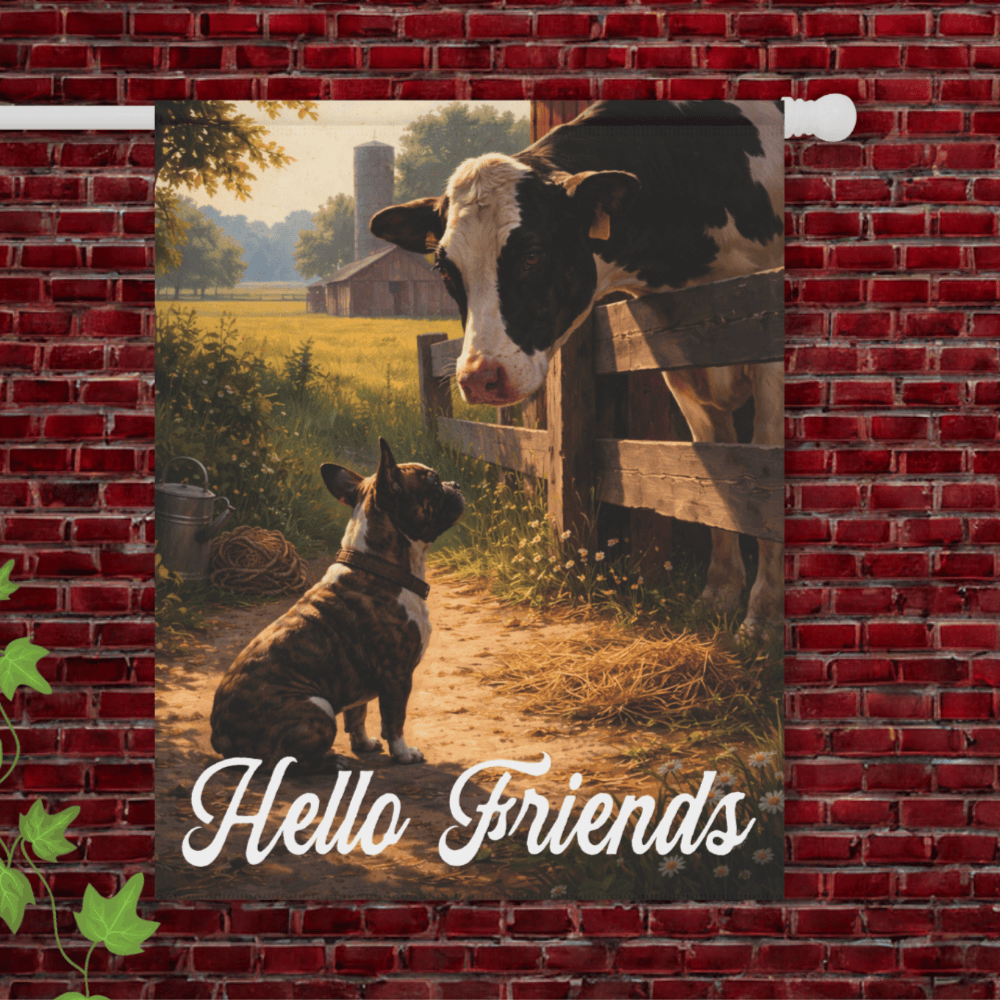 Brindle French Bulldog Farm Cows Yard Garden Flag 24.5'' × 32''