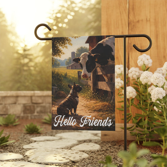 Brindle French Bulldog Farm Cows Yard Garden Flag