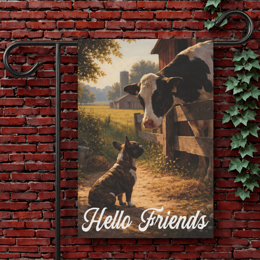 Brindle French Bulldog Farm Cows Yard Garden Flag 12'' × 18''