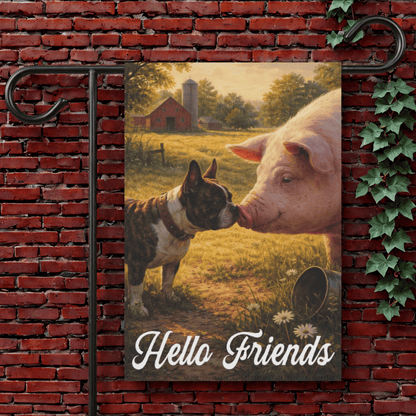 Brindle French Bulldog Farm Pig Yard Garden Flag 12'' × 18''