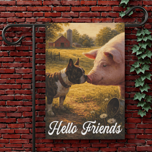 Brindle French Bulldog Farm Pig Yard Garden Flag 12'' × 18''