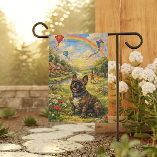 Brindle French Bulldog Fly a Kite Garden Flag