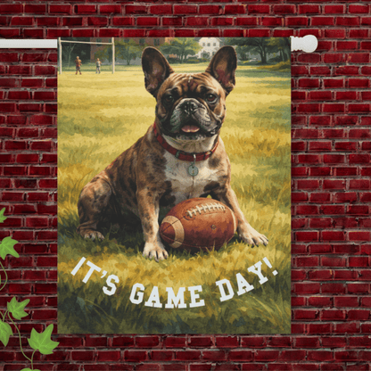 Brindle French Bulldog Football Game Day Garden Flag 24.5'' × 32''