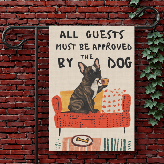 Brindle Frenchie Guests Approved by Dog Yard Flag 12'' × 18''