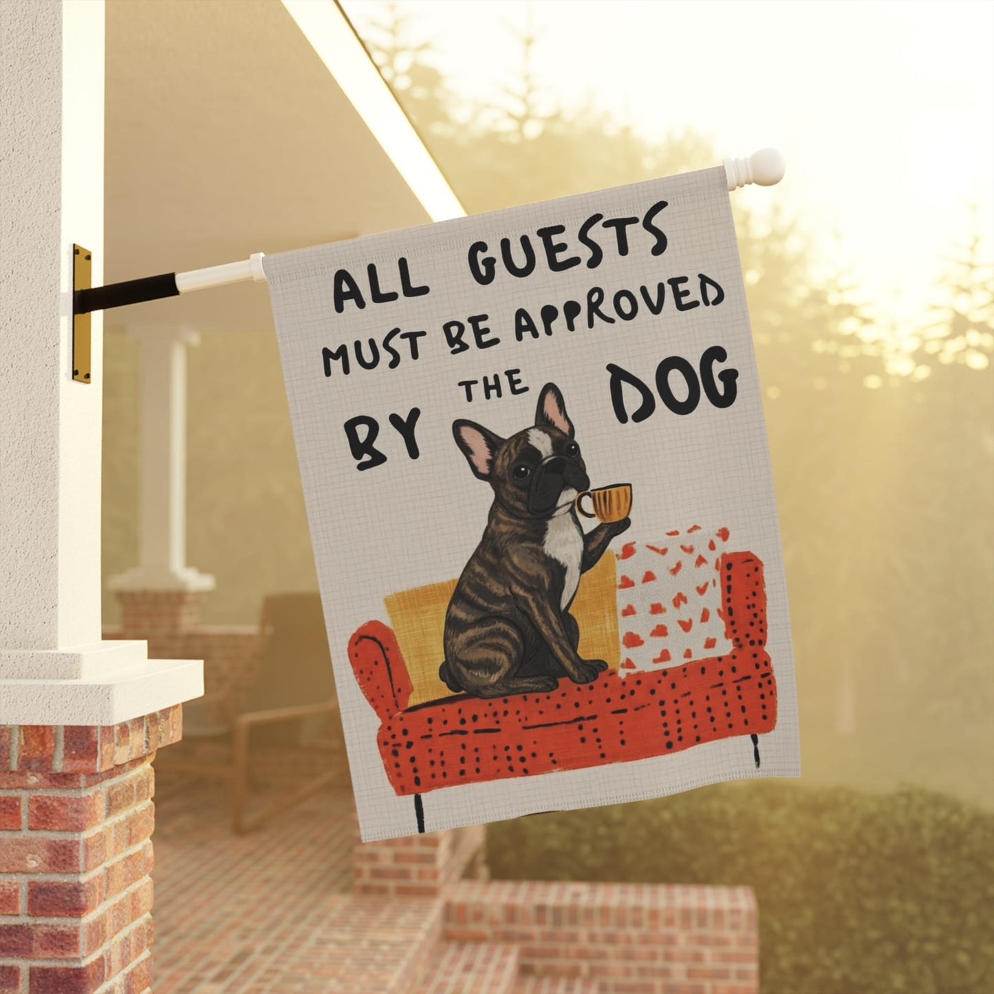 Brindle Frenchie Guests Approved by Dog Yard Flag