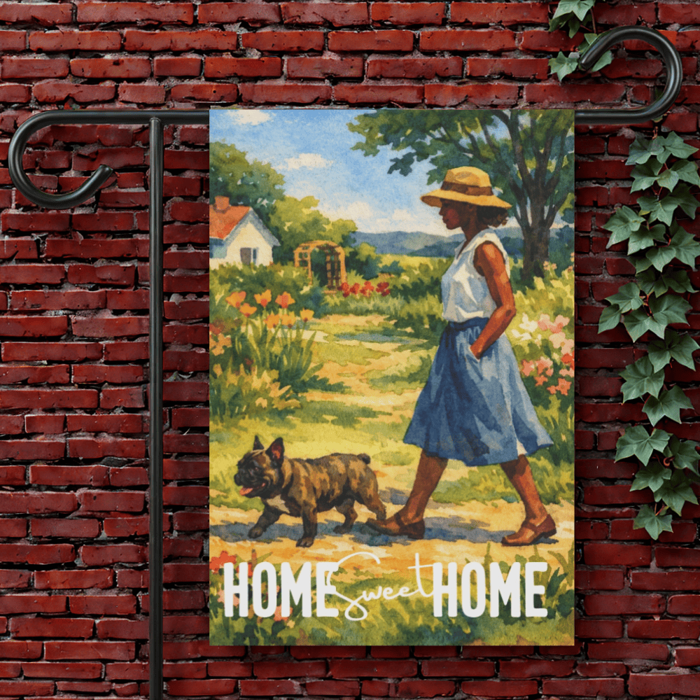 Brindle French Bulldog Home Sweet Home Garden Flag 12'' × 18''