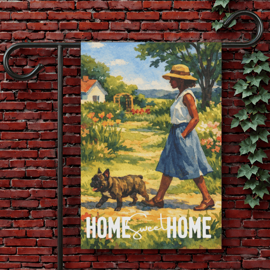 Brindle French Bulldog Home Sweet Home Garden Flag 12'' × 18''