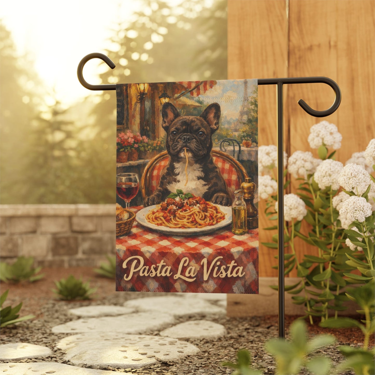 Brindle French Bulldog Italy Italian Pasta Garden Flag