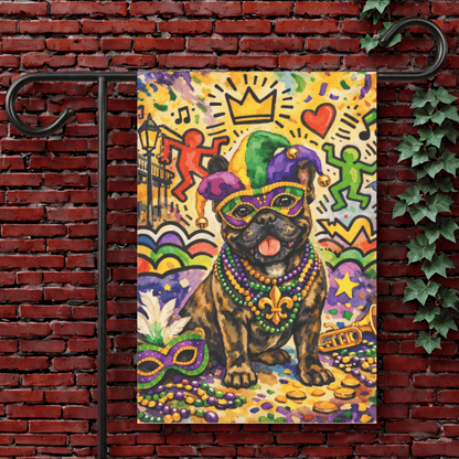 Personalized Frenchieg Mardi Gras Garden Flag 12'' × 18''