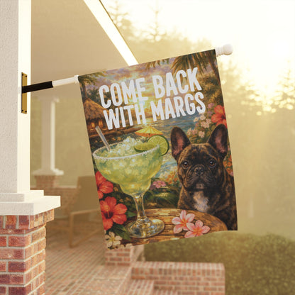 Brindle French Bulldog Margarita Tropical Garden Flag