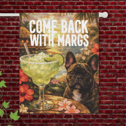 Brindle French Bulldog Margarita Tropical Garden Flag 24.5'' × 32''