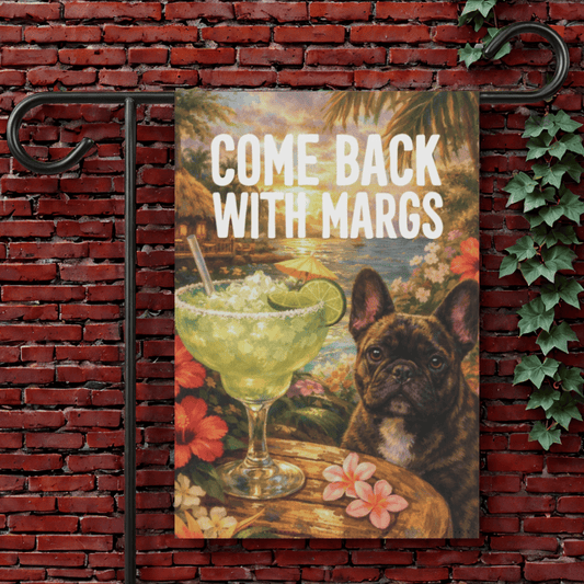 Brindle French Bulldog Margarita Tropical Garden Flag 12'' × 18''