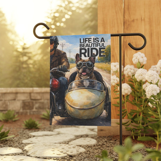 Brindle French Bulldog Motorcycle Garden Garden Flag