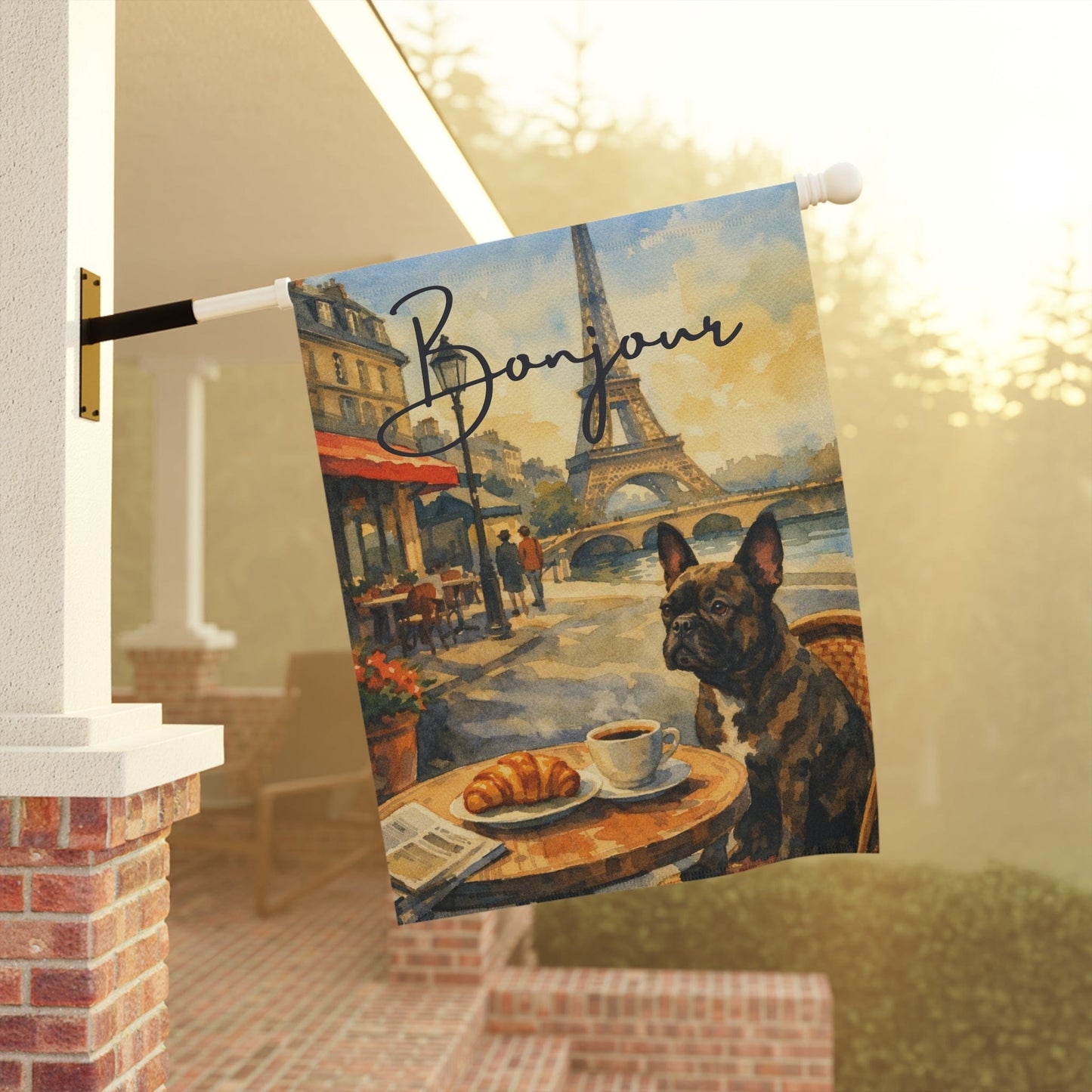 Brindle French Bulldog Paris France Garden Flag