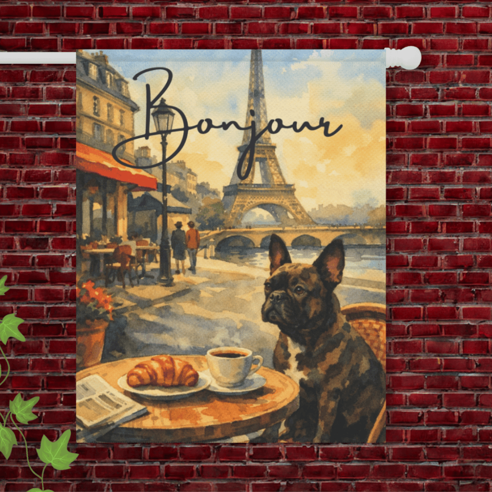 Brindle French Bulldog Paris France Garden Flag 24.5'' × 32''