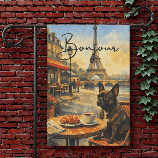 Brindle French Bulldog Paris France Garden Flag 12'' × 18''