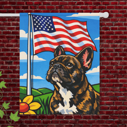Brindle French Bulldog Patriotic American Garden Flag 24.5'' × 32''
