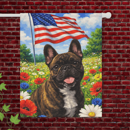 Brindle French Bulldog Patriotic USA Garden Flag 24.5'' × 32''