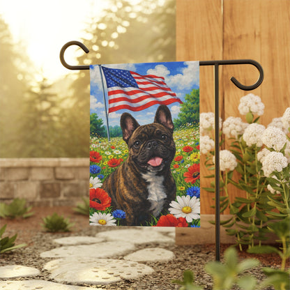 Brindle French Bulldog Patriotic USA Garden Flag