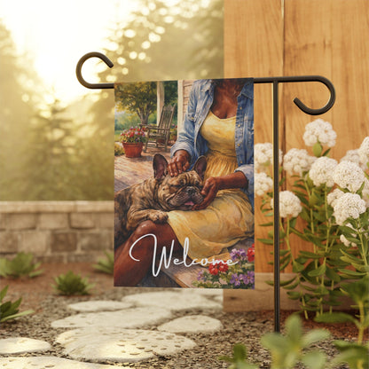 Brindle French Bulldog Porch Cuddles Garden Flag