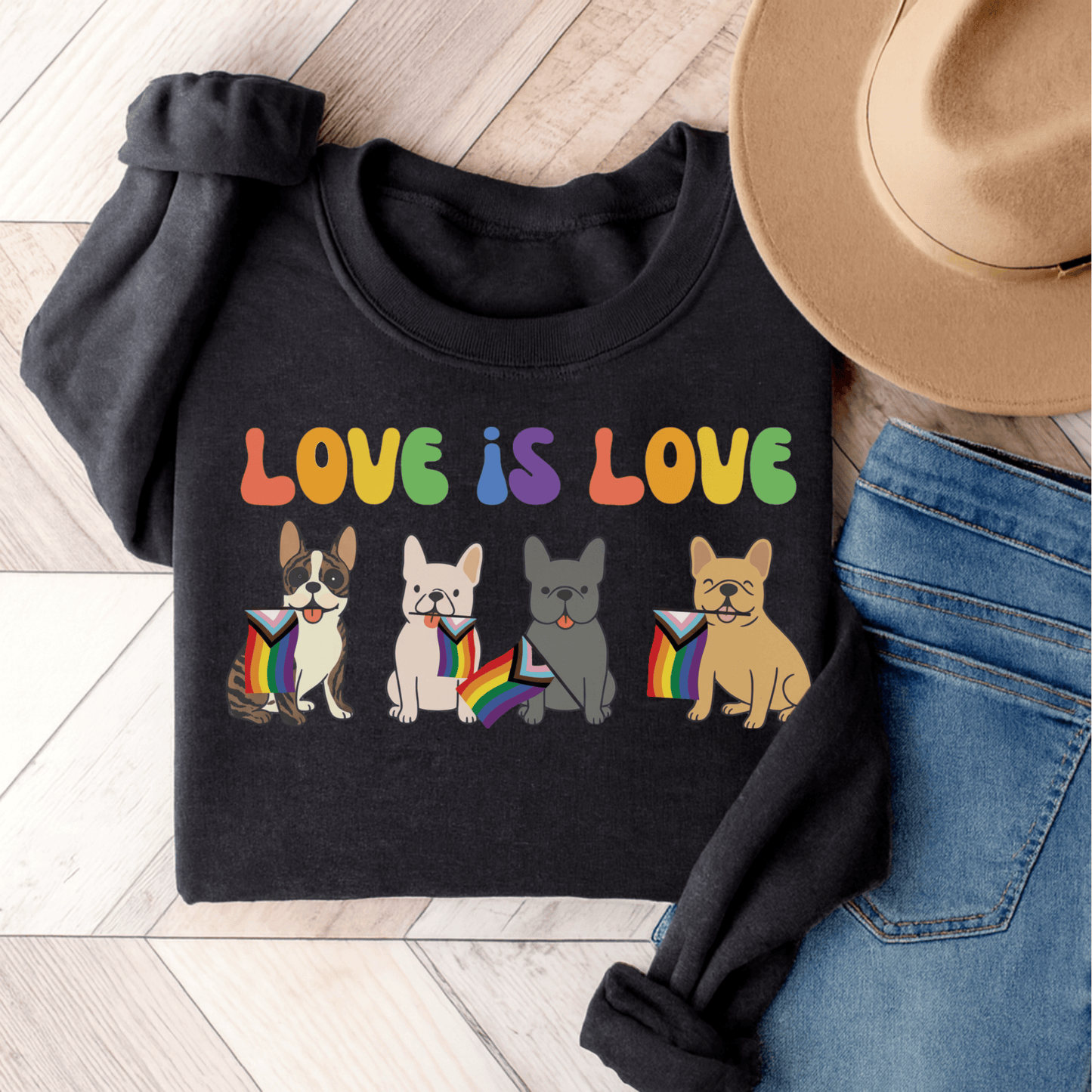 Brindle French Bulldog Pride Sweatshirt Dark Heather