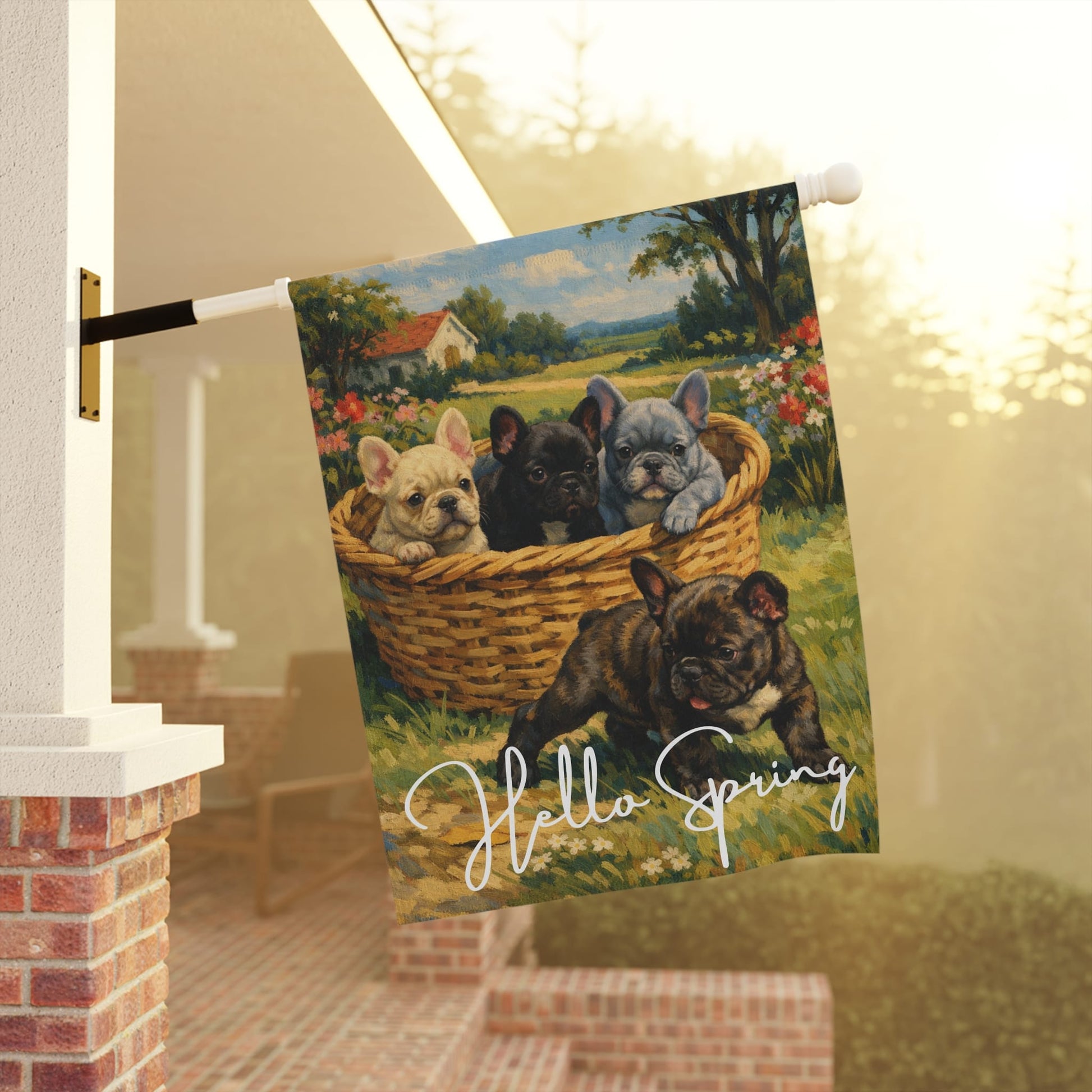 Brindle French Bulldog Puppies Yard Garden Flag