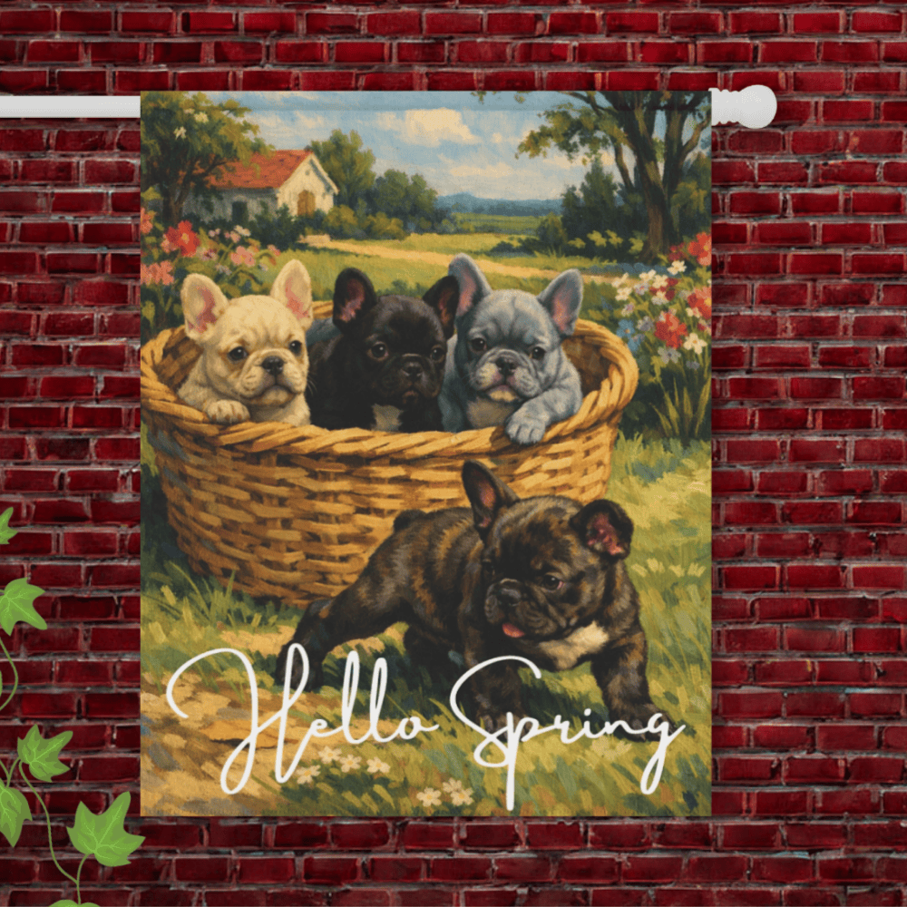 Brindle French Bulldog Puppies Yard Garden Flag 24.5'' × 32''