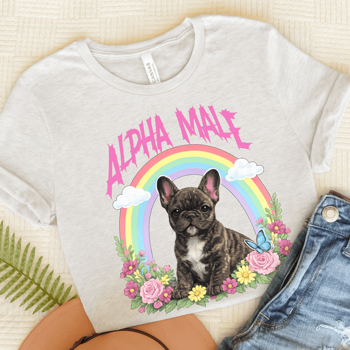 Brindle French Bulldog Puppy Alpha Male Unisex TShirt Ash