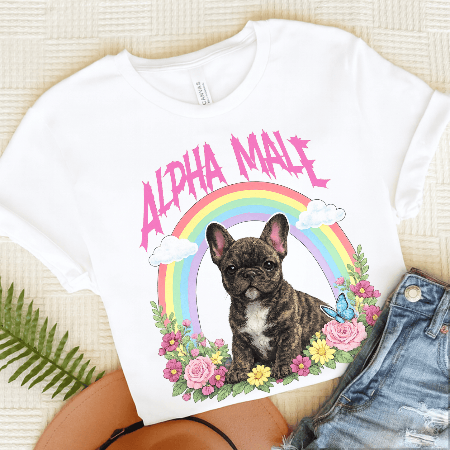 Brindle French Bulldog Puppy Alpha Male Unisex TShirt White