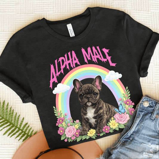 Brindle French Bulldog Puppy Alpha Male Unisex TShirt Dark Grey Heather